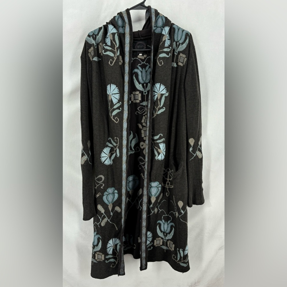Johnny Was Black and Blue Floral Cardigan